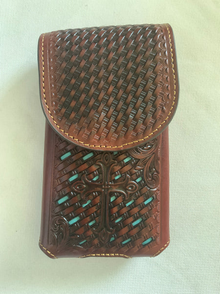 #LG_2006  7" PLAIN GENUINE LEATHER POUCH EXTRA LARGE  BELT LOOP HOLSTER CELL PHONE CASE UNIVERSAL OVERSIZE