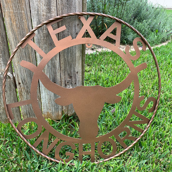 40",44",50" TEXAS LONGHORNS CUSTOM METAL VINTAGE CRAFT SIGN TEAM ART WESTERN HOJME DECOR RUSTIC BRONZE