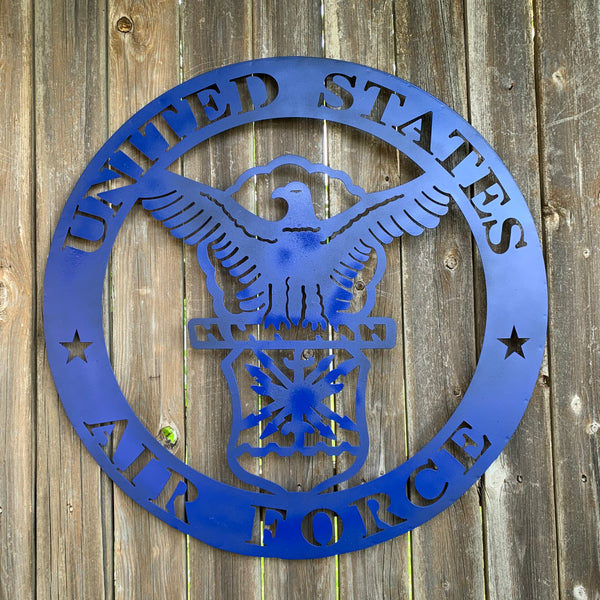 24" US AIR FORCE LASERCUT BLUE MILITARY METAL WALL ART AIRFORCE WESTERN HOME DECOR NEW