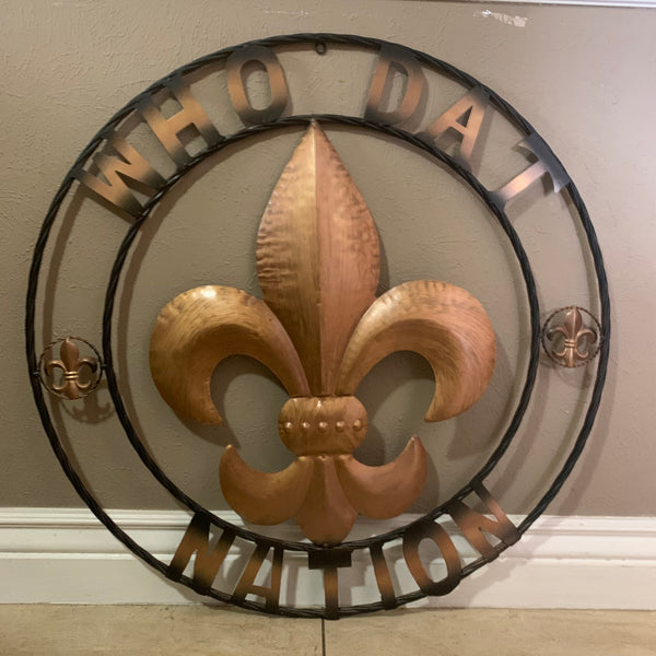 18", 24", 32" 36" WHO DAT NATION FLEUR DE LIS METAL WALL ART WESTERN HOME DECOR NEW