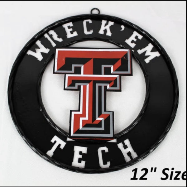 12", 18", 24", 32" WRECKEM TEXAS TECH METAL CUSTOM VINTAGE CRAFT TEAM SIGN HANDMADE