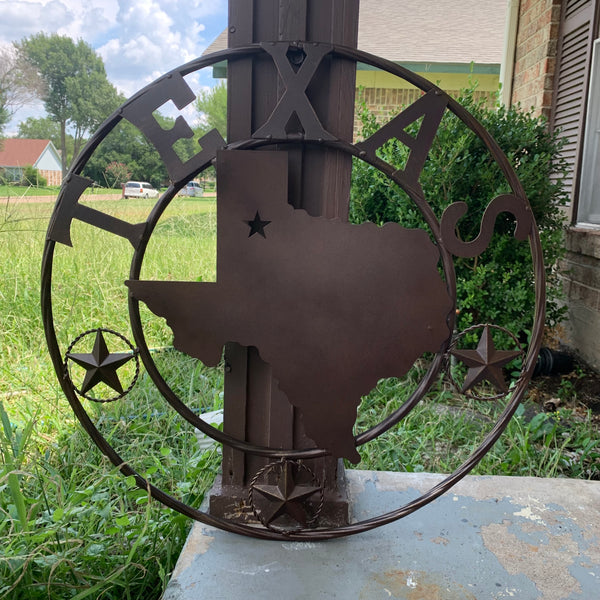 24" State of Texas Map Metal Wall Art Western Home Decor Vintage Rustic Bronze Copper New