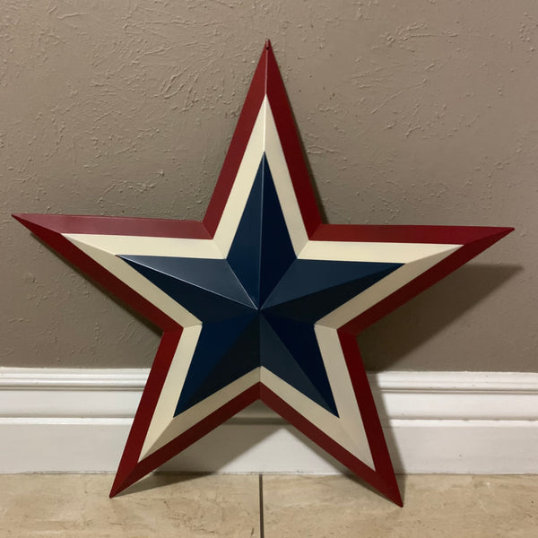 12",16",24",30",36" RED WHITE BLUE METAL BARN STAR METAL WALL ART HANDMADE