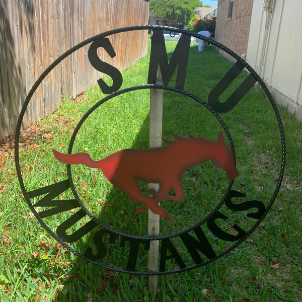 12",18",24",32",36" SMU MUSTANGS METAL CUSTOM VINTAGE CRAFT WALL ART TEAM SIGN HANDMADE