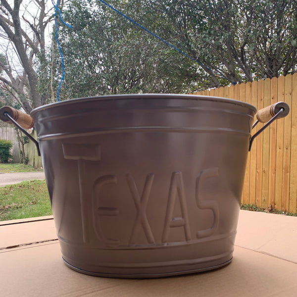 18" TEXAS BUCKET SILVER OVAL TUB WESTERN HOME DECOR METAL ART--BRAND NEW