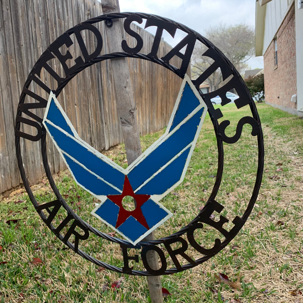 24" US AIR FORCE MILITARY CUSTOM VINTAGE METAL CRAFT WALL ART AIRFORCE WESTERN HOME DECOR HANDMADE