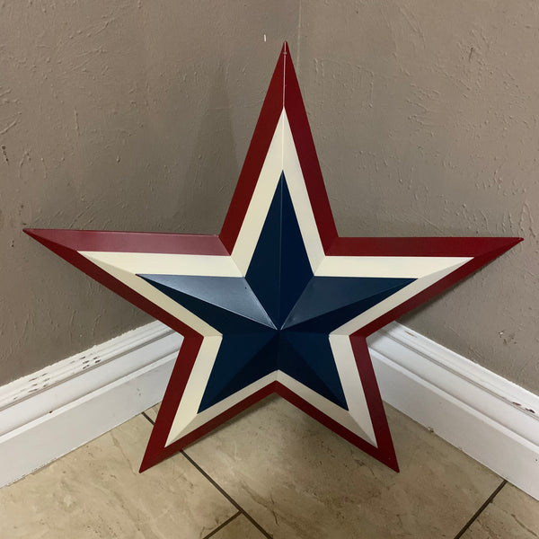 12",16",24",30",36" RED WHITE BLUE METAL BARN STAR METAL WALL ART HANDMADE