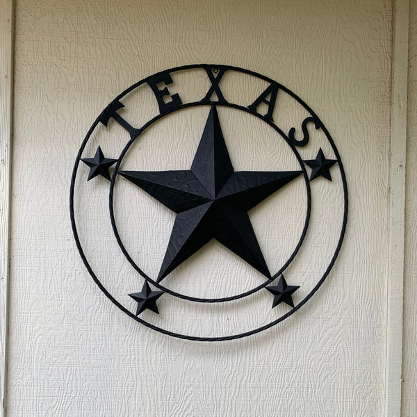 24", 32", 34", 40" TEXAS LICENSE PLATE RUSTIC BLACK BARN STAR METAL WALL WESTERN HOME DECOR RUSTIC TEXAS ART NEW