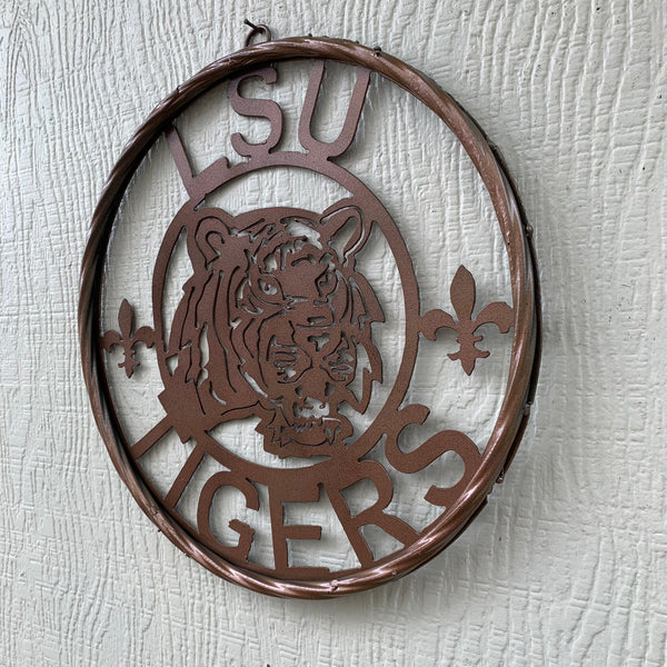 12" LSU TIGERS CUSTOM METAL VINTAGE CRAFT WESTERN HOME DECOR NEW