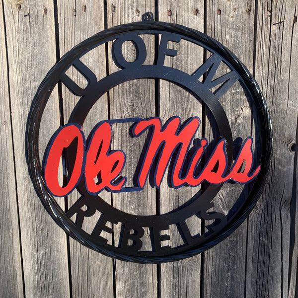 OLE MISS REBELS MISSISSIPPI METAL CUSTOM VINTAGE CRAFT TEAM SIGN HANDMADE
