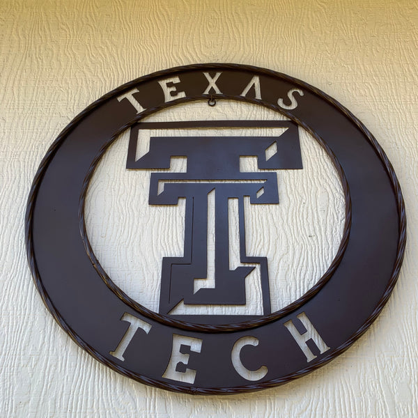 12", 18", 24", 32" TEXAS TECH BROWN WIDE BAND RING CUSTOM METAL VINTAGE CRAFT SIGN