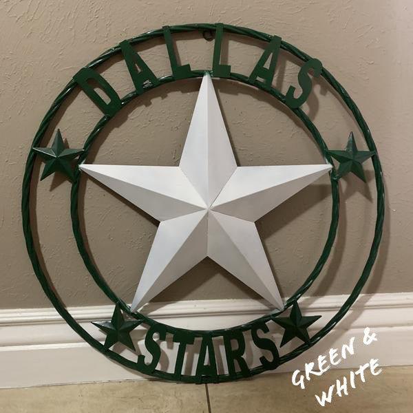 DALLAS STARS BARN LONE STAR METAL HOCKEY TEAM WESTERN HOME DECOR CRAFT RUSTIC GREEN & WHITE