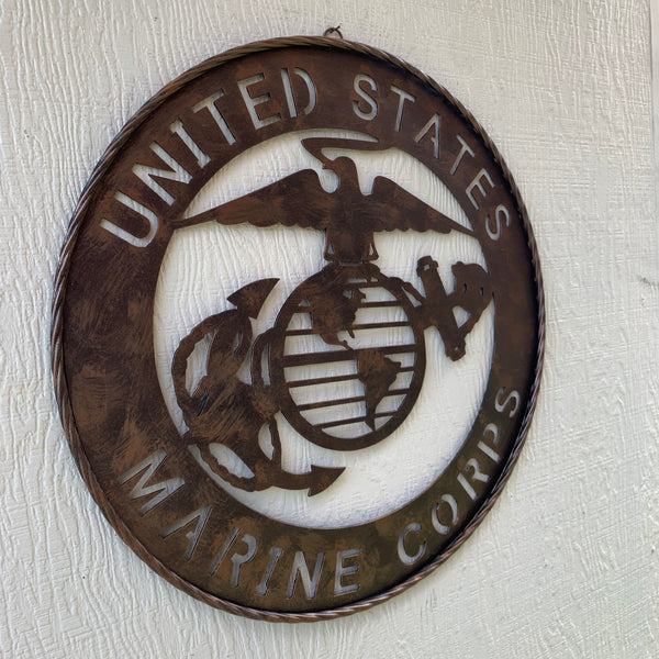 #EH10851 24" UNITED STATES MARINE CORPS MILITARY LASERCUT METAL WALL ART SIGN WESTERN HOME DECOR HANDMADE BRONZE