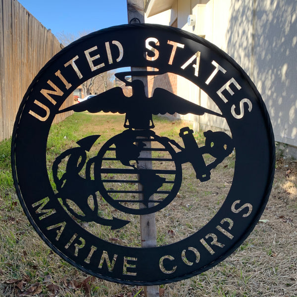 #EH10866 US MARINE CORPS 18",24",32" MILITARY LASERCUT CUSTOM BLACK METAL VINTAGE CRAFT SIGN WESTERN HOME DECOR HANDMADE