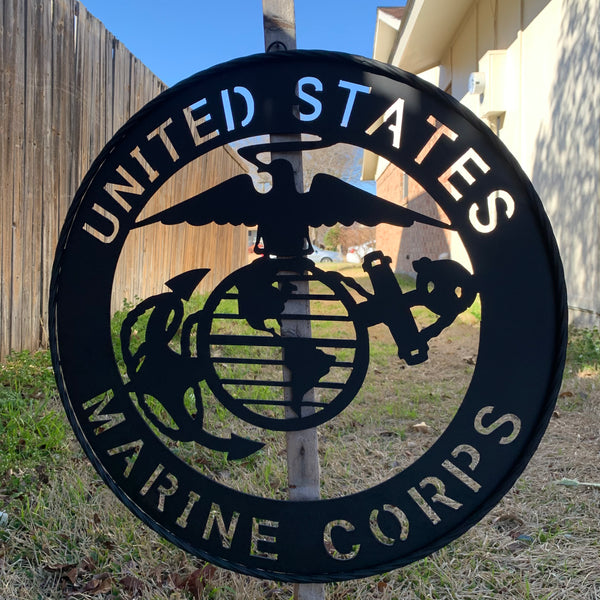 #EH10866 US MARINE CORPS 18",24",32" MILITARY LASERCUT CUSTOM BLACK METAL VINTAGE CRAFT SIGN WESTERN HOME DECOR HANDMADE