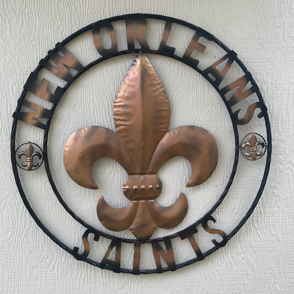 18", 24", 32" NEW ORLEANS SAINTS METAL SIGN WALL ART WESTERN HOME DECOR RUSTIC GOLD & BLACK ART NEW