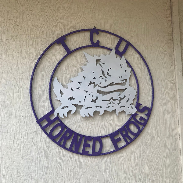 12",18",24",32",36" TCU HORNED FROGS CUSTOM METAL VINTAGE CRAFT TEAM SIGN HANDMADE