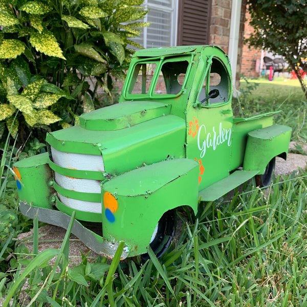 24" PICKUP TRUCK METAL ART FIGURINE OUTDOOR & INDOOR GARDEN WESTERN HOME DECOR HANDMADE NEW: 24"L x 12"W x 12" H