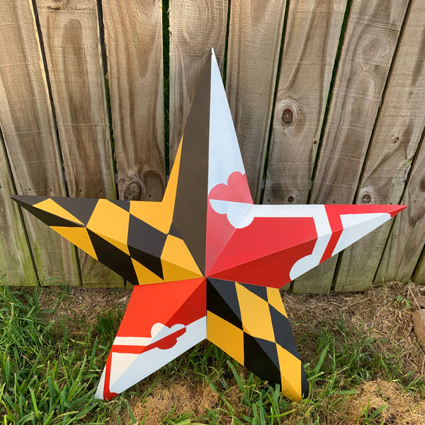 #EH10423 MARYLAND FLAG BARN METAL STAR WESTERN HOME DECOR HANDMADE 22",24",30",36"