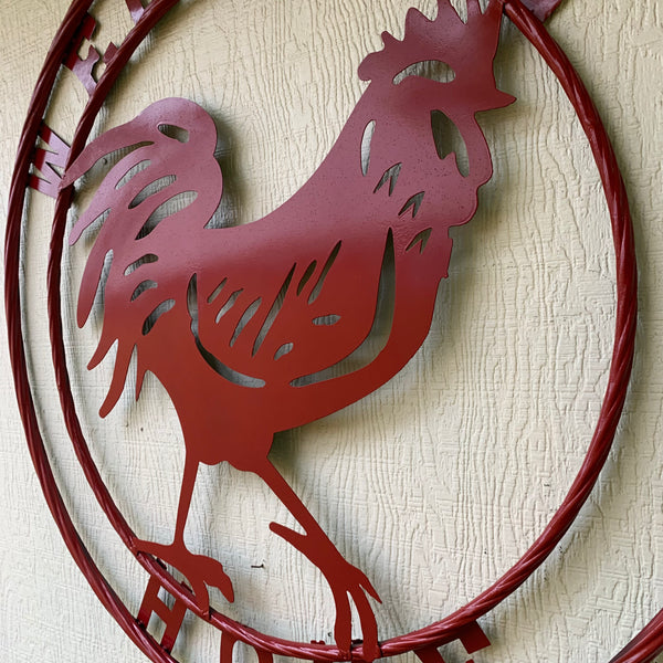 YOUR CUSTOM NAME RED ROOSTER LASERCUT METAL ART WITH RING DESIGN WESTERN METAL ANIMAL ART HOME WALL DECOR BRAND NEW