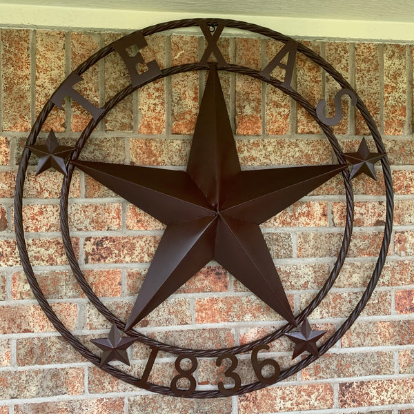 36" TEXAS 1836 BROWN BARN STAR METAL ART WESTERN HOME DECOR VINTAGE RUSTIC CRAFT ART