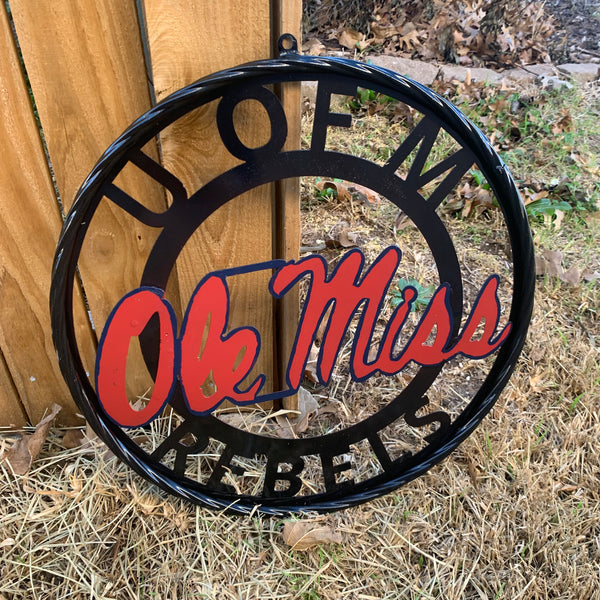 OLE MISS REBELS MISSISSIPPI METAL CUSTOM VINTAGE CRAFT TEAM SIGN HANDMADE