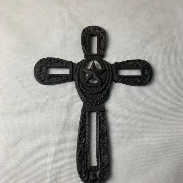 Si56409 STAR WESTERN CROSS CAST IRON HOME DECOR NEW