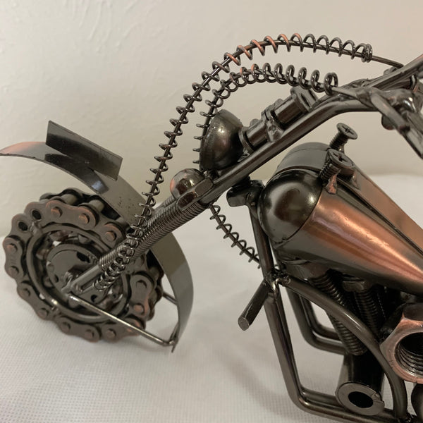 12" HARLEY STYLE MOTORCYCLE METAL COPPER ART WESTERN BAR DECOR NEW
