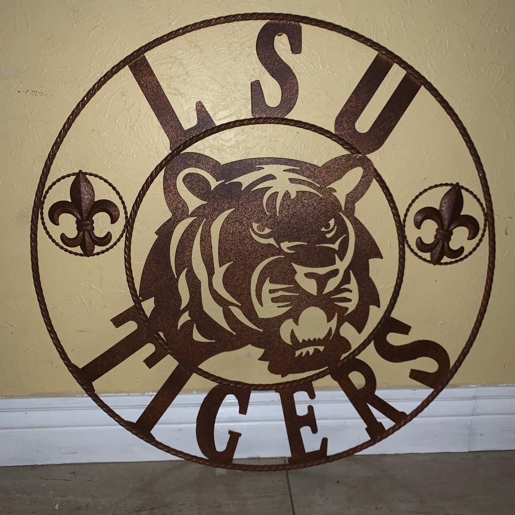 LSU TIGERS METAL CUSTOM VINTAGE CRAFT ART SIGN WESTERN HOME DECOR 12,1 ...