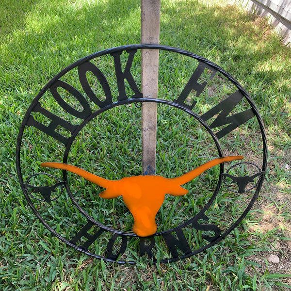 HOOKEM HORNS TEXAS LONGHORNS HOOK EM METAL CUSTOM VINTAGE CRAFT WALL ART TEAM SIGN HANDMADE