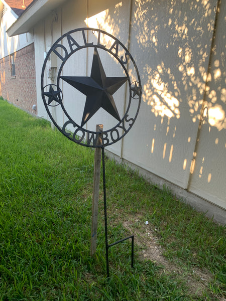 24" STAR & 34" STAKE DALLAS COWBOYS DECOR METAL ART WESTERN HOME WALL DECOR ALL RUSTIC BLACK STAR WITH 34" STAKE