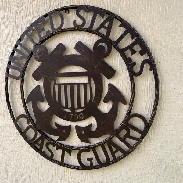 24" USA COAST GUARD MILITARY METAL WALL ART DECOR VINTAGE RUSTIC BRONZE WESTERN HOME DECOR NEW