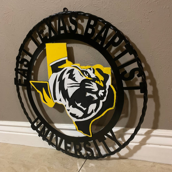 EAST TEXAS BAPTIST UNIVERSITY METAL CUSTOM VINTAGE CRAFT SIGN WALL ART TEAM HANDMADE