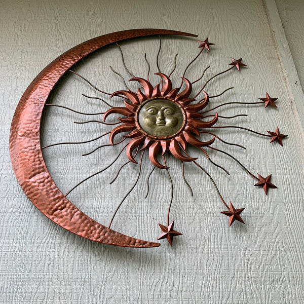 36" SUN MOON STARS METAL WALL WESTERN HOME DECOR NEW