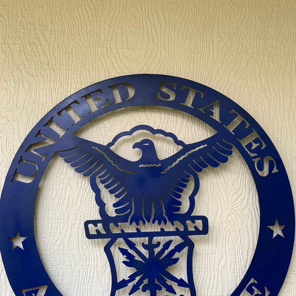 24" US AIR FORCE LASERCUT BLUE MILITARY METAL WALL ART AIRFORCE WESTERN HOME DECOR NEW