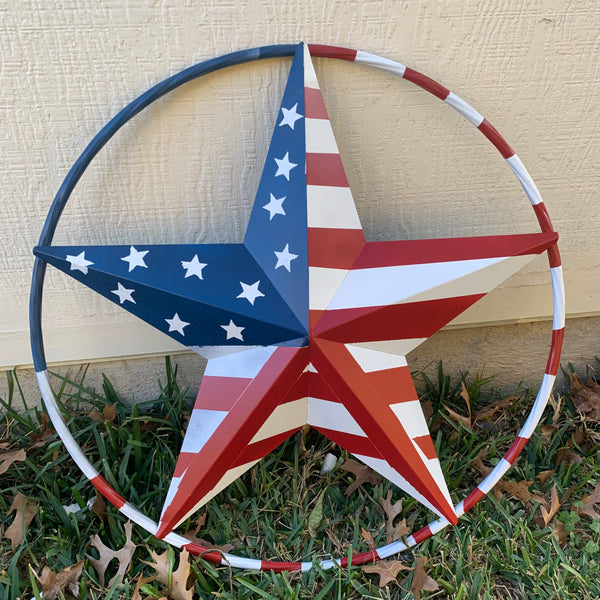 PEACE STAR SIGN METAL RED WHT BLUE STAR WESTERN HOME DECOR HANDMADE 12",16",24",32"36",38",40",48"