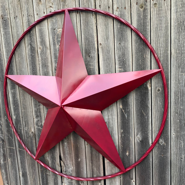 CRANBERRY BURGUNDY STAR RED STAR BARN METAL LONESTAR TWISTED ROPE RING WALL ART WESTERN HOME DECOR BRAND NEW