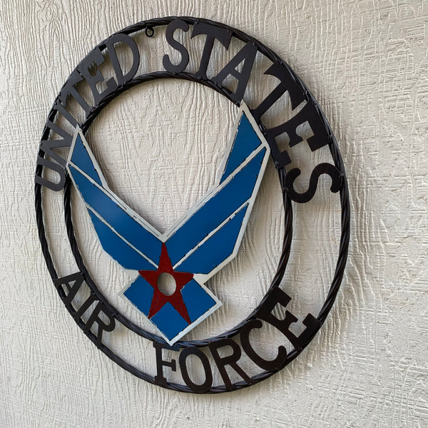 24" US AIR FORCE MILITARY CUSTOM VINTAGE METAL CRAFT WALL ART AIRFORCE WESTERN HOME DECOR HANDMADE