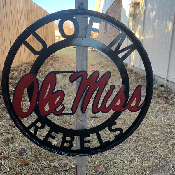 OLE MISS REBELS MISSISSIPPI METAL CUSTOM VINTAGE CRAFT TEAM SIGN HANDMADE