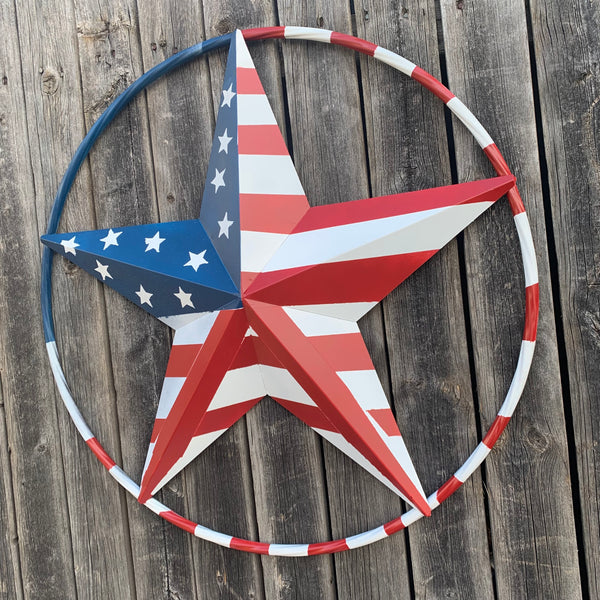 PEACE STAR SIGN METAL RED WHT BLUE STAR WESTERN HOME DECOR HANDMADE 12",16",24",32"36",38",40",48"