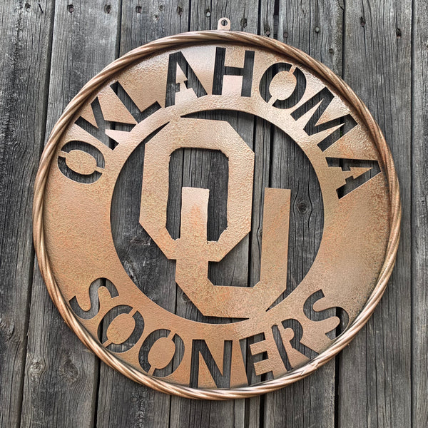 12",18",24",32" OU SOONERS HAMMERED COPPER CUSTOM METAL VINTAGE CRAFT TEAM SIGN HANDMADE CRAFT