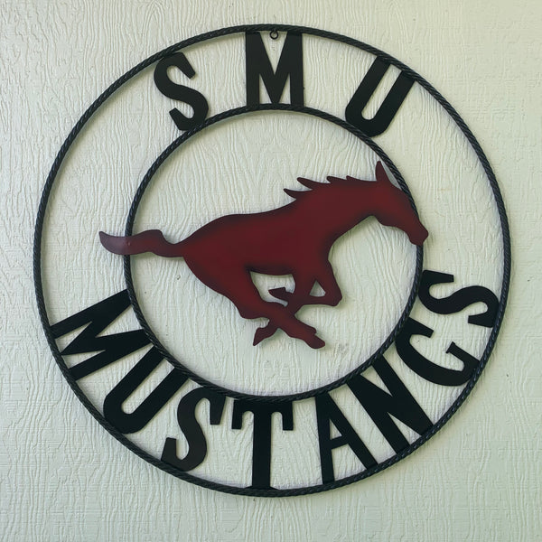 12",18",24",32",36" SMU MUSTANGS METAL CUSTOM VINTAGE CRAFT WALL ART TEAM SIGN HANDMADE