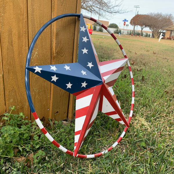 PEACE STAR METAL RED WHT BLUE STAR WESTERN HOME DECOR HANDMADE 12",16",24",32"36",38",40",48"