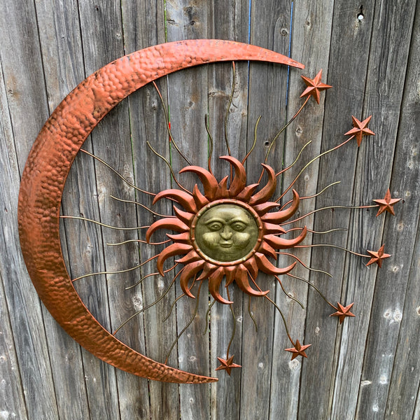 36" SUN MOON STARS METAL WALL WESTERN HOME DECOR NEW