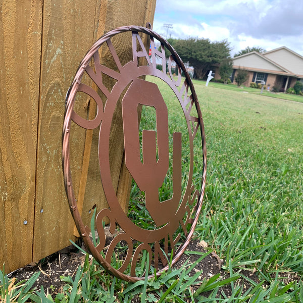 12",18",24",32",36" OU SOONERS OKLAHOMA HAMMERED COPPER CUSTOM VINTAGE TEAM CRAFT METAL ART WESTERN HOME DECOR