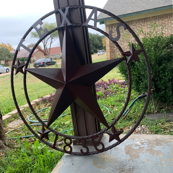 36" TEXAS 1836 BROWN BARN STAR METAL ART WESTERN HOME DECOR VINTAGE RUSTIC CRAFT ART