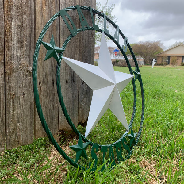 DALLAS STARS BARN LONE STAR METAL HOCKEY TEAM WESTERN HOME DECOR CRAFT RUSTIC GREEN & WHITE