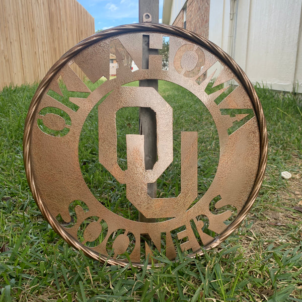 12",18",24",32" OU SOONERS HAMMERED COPPER CUSTOM METAL VINTAGE CRAFT TEAM SIGN HANDMADE CRAFT