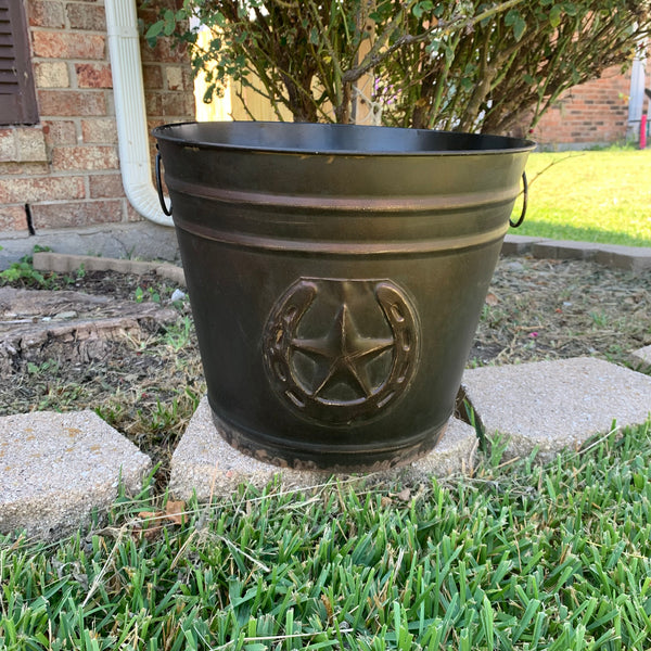 #RA3362 ROUND 12.5" HORSESHOE STAR TUB WESTERN HOME DECOR METAL ART--BRAND NEW