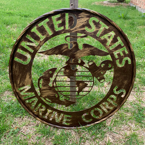 #EH10085 18",24",32" US MARINE CORPS MILITARY LASERCUT METAL PATRIOTIC WALL ART WESTERN HOME DECOR HANDMADE RUSTIC BRONZE COPPER